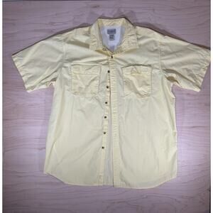 LL Bean Fishing Shirt Mens XLT Tall Yellow Short Sleeve Button Down Vented Logo